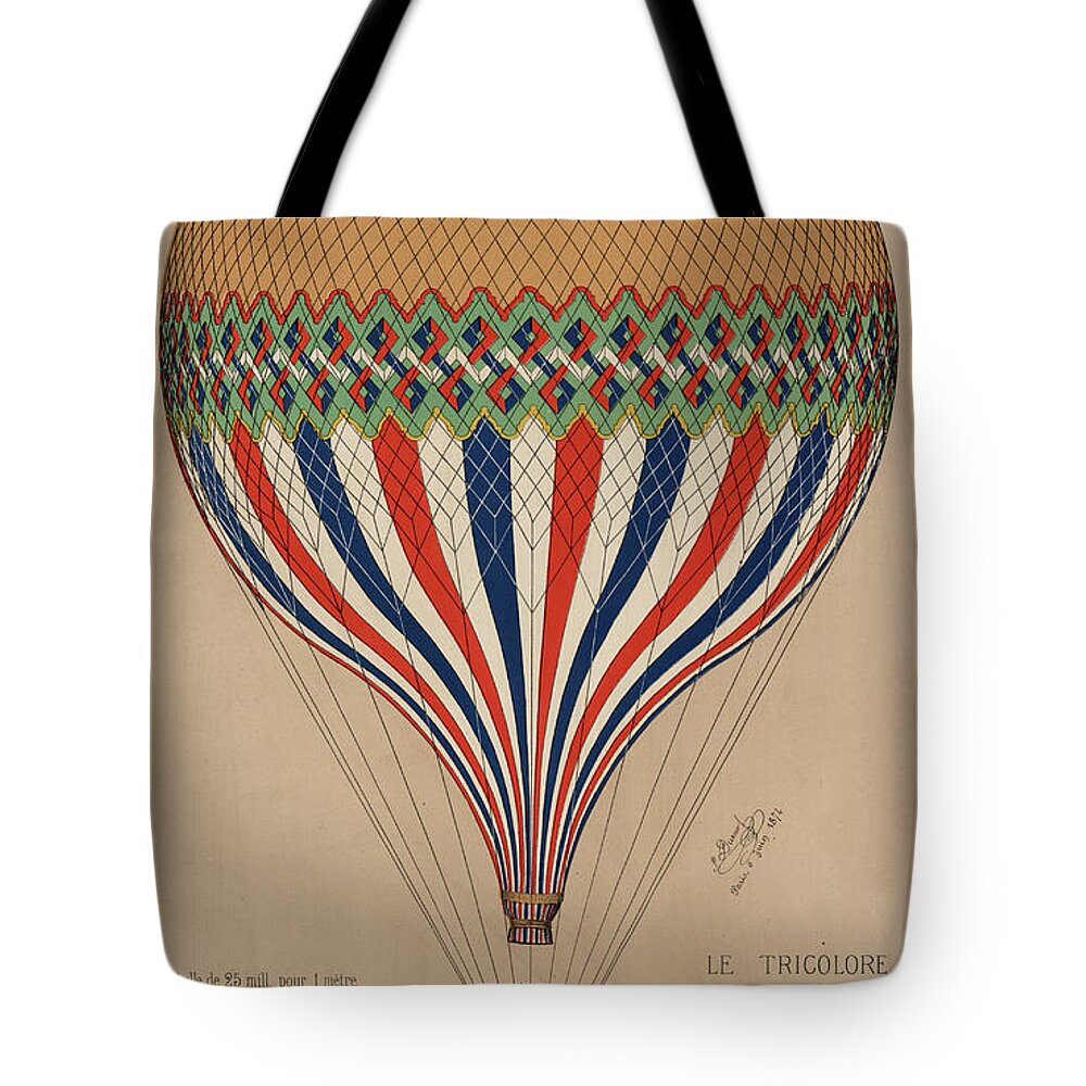Vintage Tote Bag featuring the drawing Le Tricolore by Vintage Pix