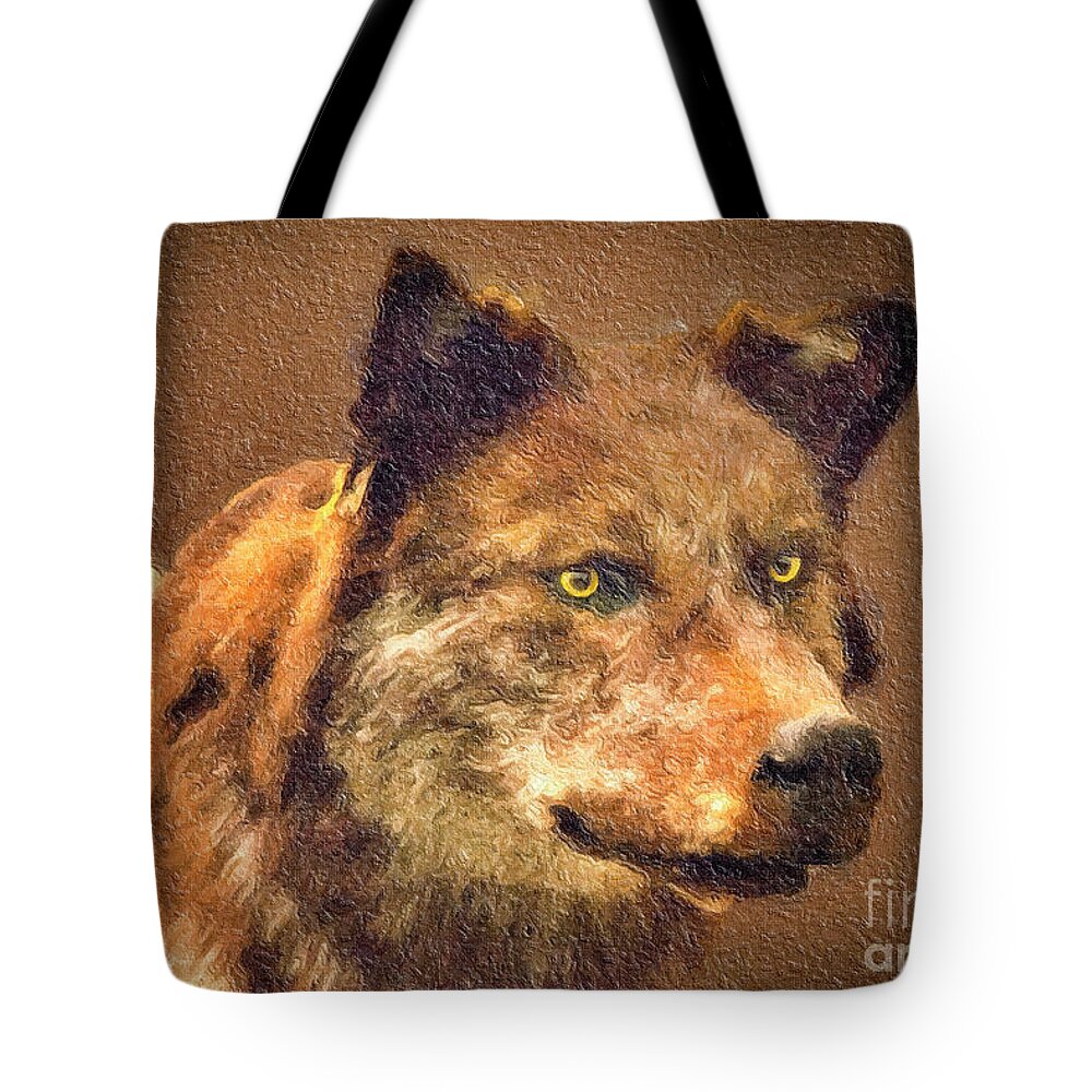 Wolf Tote Bag featuring the painting Leader of the Pack by David Millenheft