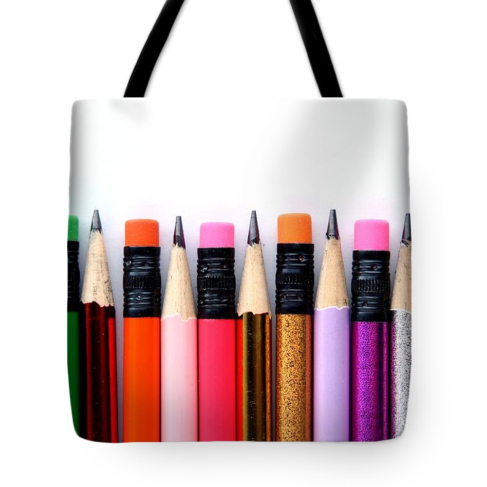 Sharpened Tote Bag featuring the photograph Leads And Erasers by Jun Pinzon