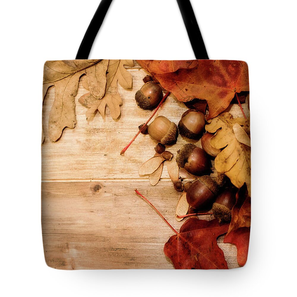Fall Tote Bag featuring the photograph Leaves and Nuts 1 by Rebecca Cozart