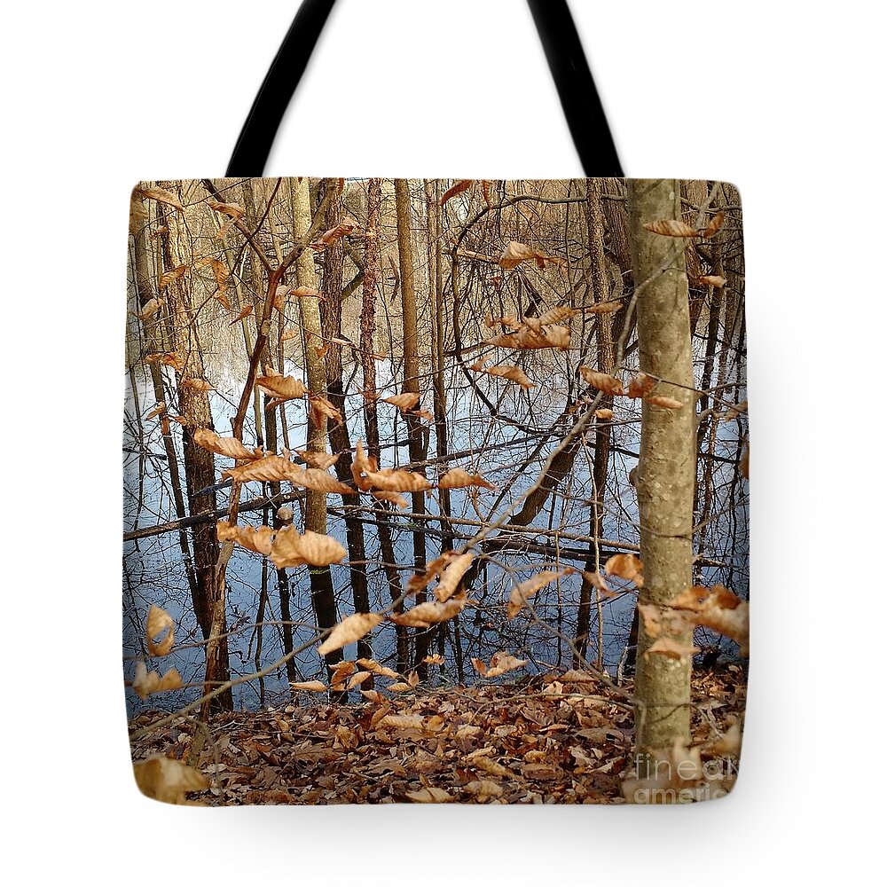 Leaves Tote Bag featuring the photograph Leaves Falling by Anita Adams