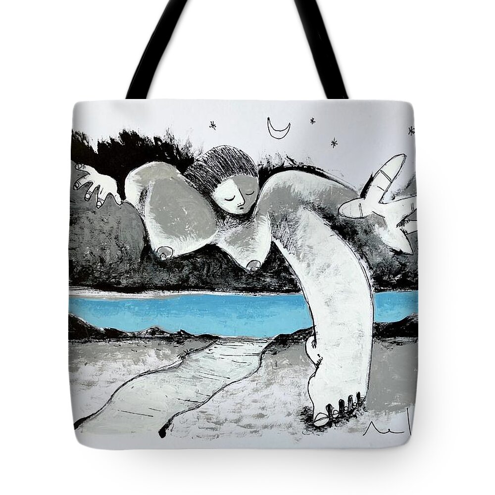 Illustration Tote Bag featuring the drawing Leaving The Heavens by Mark M Mellon