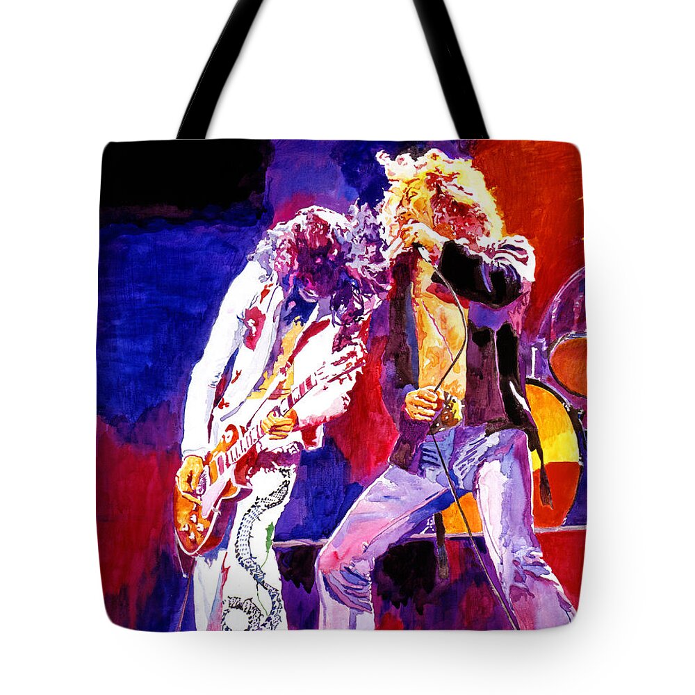 Led Zeppelin Tote Bag featuring the painting Led Zeppelin - Page and Plant by David Lloyd Glover