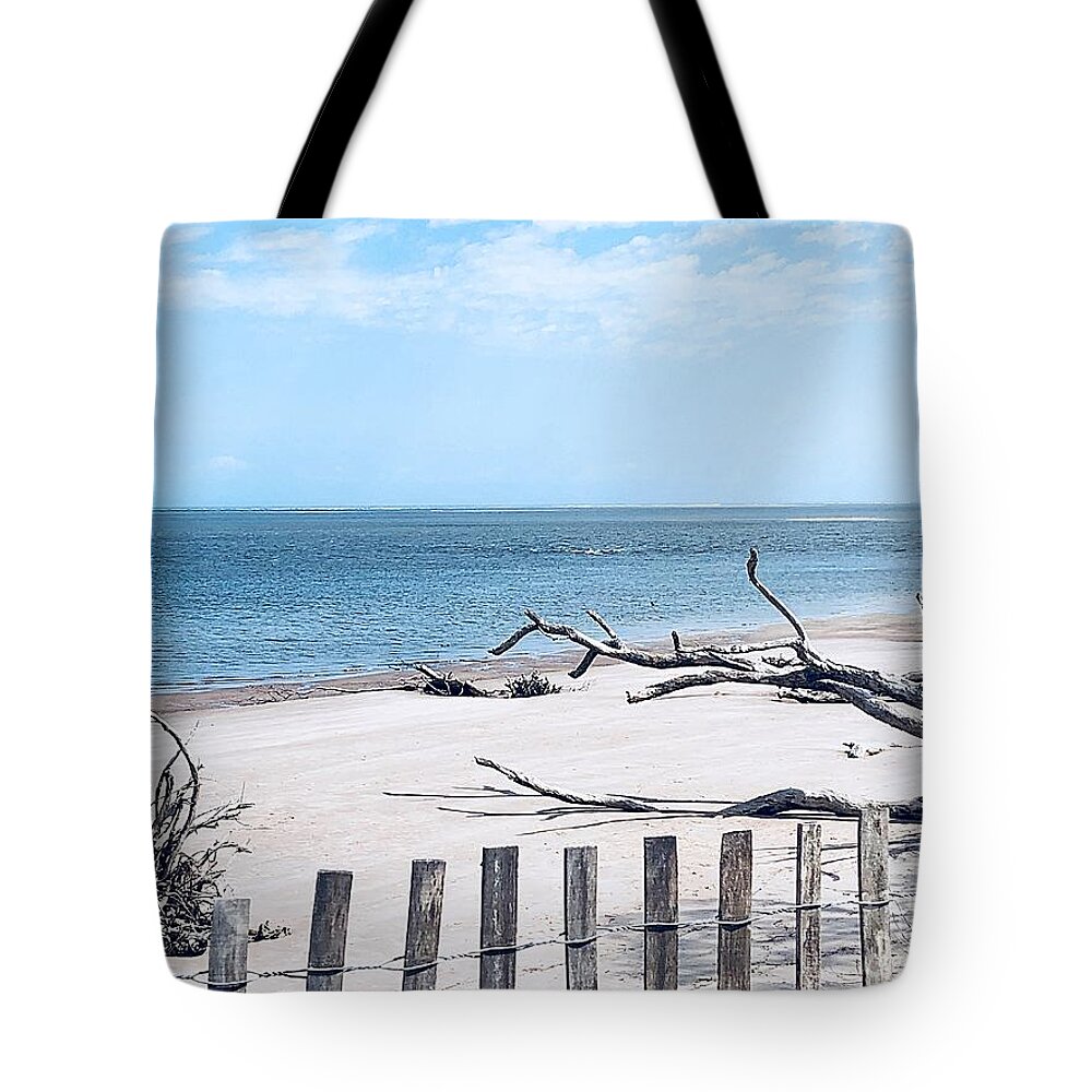 Landscape Tote Bag featuring the photograph Left Beside The Sea by Carol Riddle