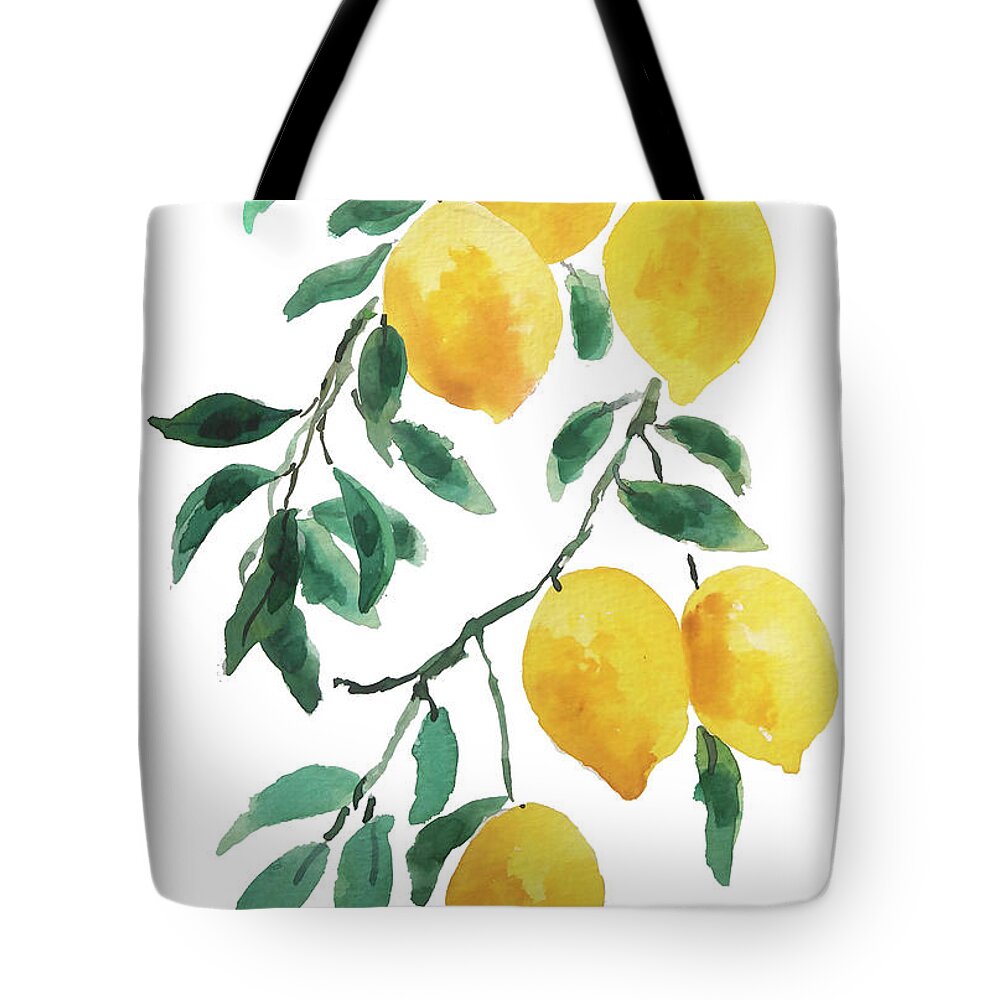 Yellow Lemon Painting Tote Bag featuring the painting Lemon 2018 by Color Color