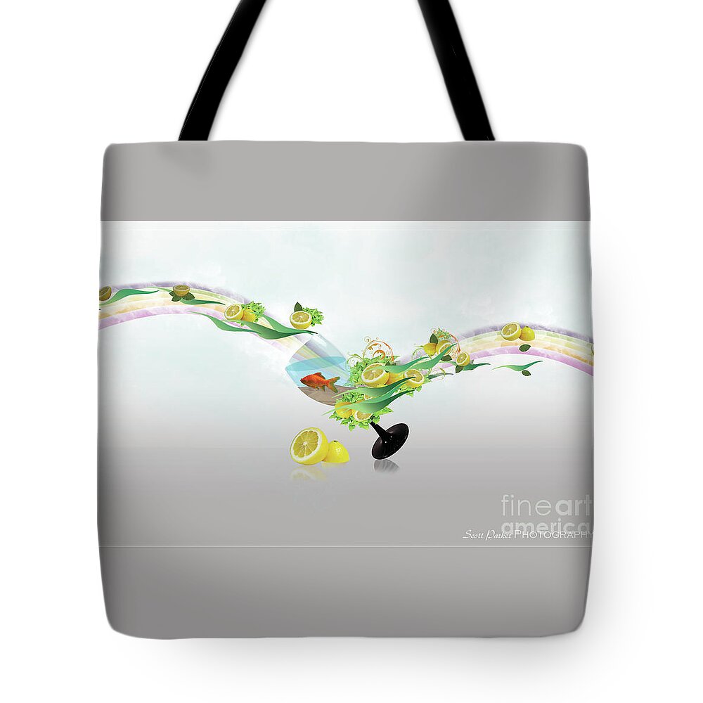 Fish Tote Bag featuring the digital art Lemon Fish by Scott Parker