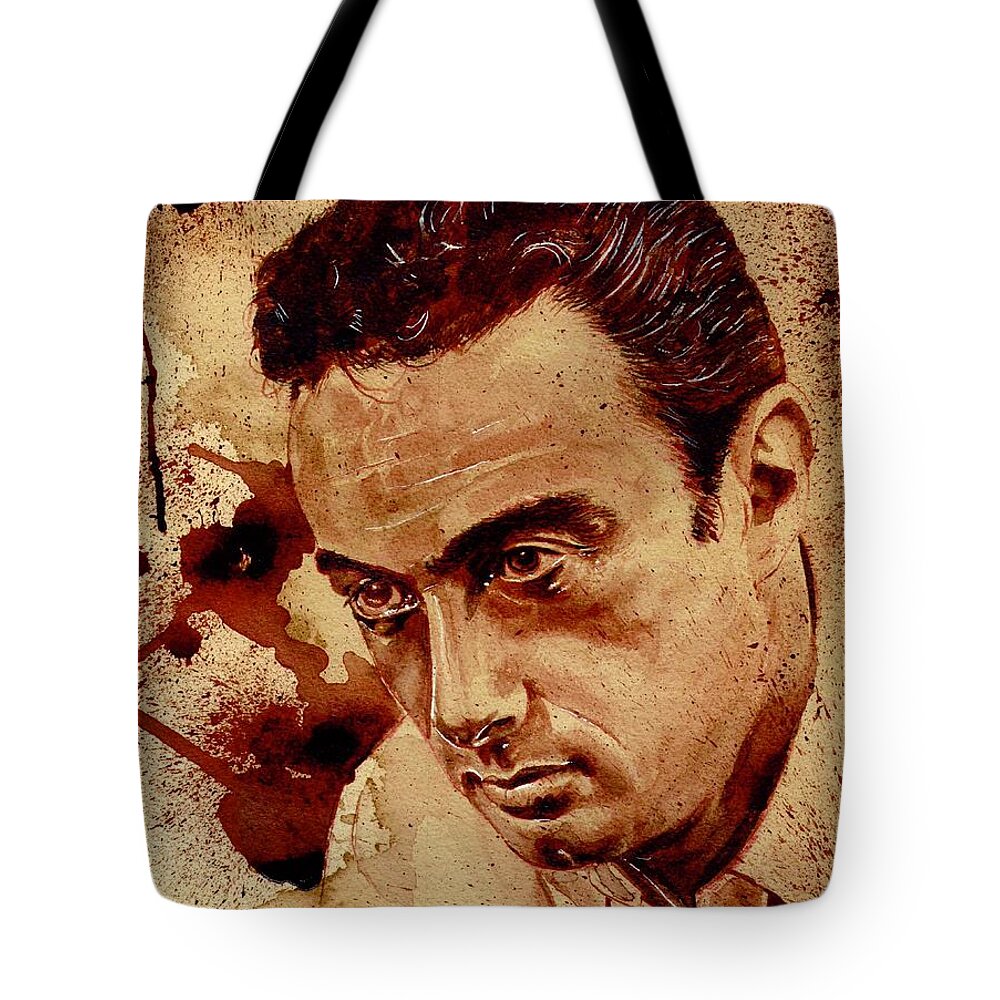 Ryan Almighty Tote Bag featuring the painting LENNY BRUCE dry blood by Ryan Almighty