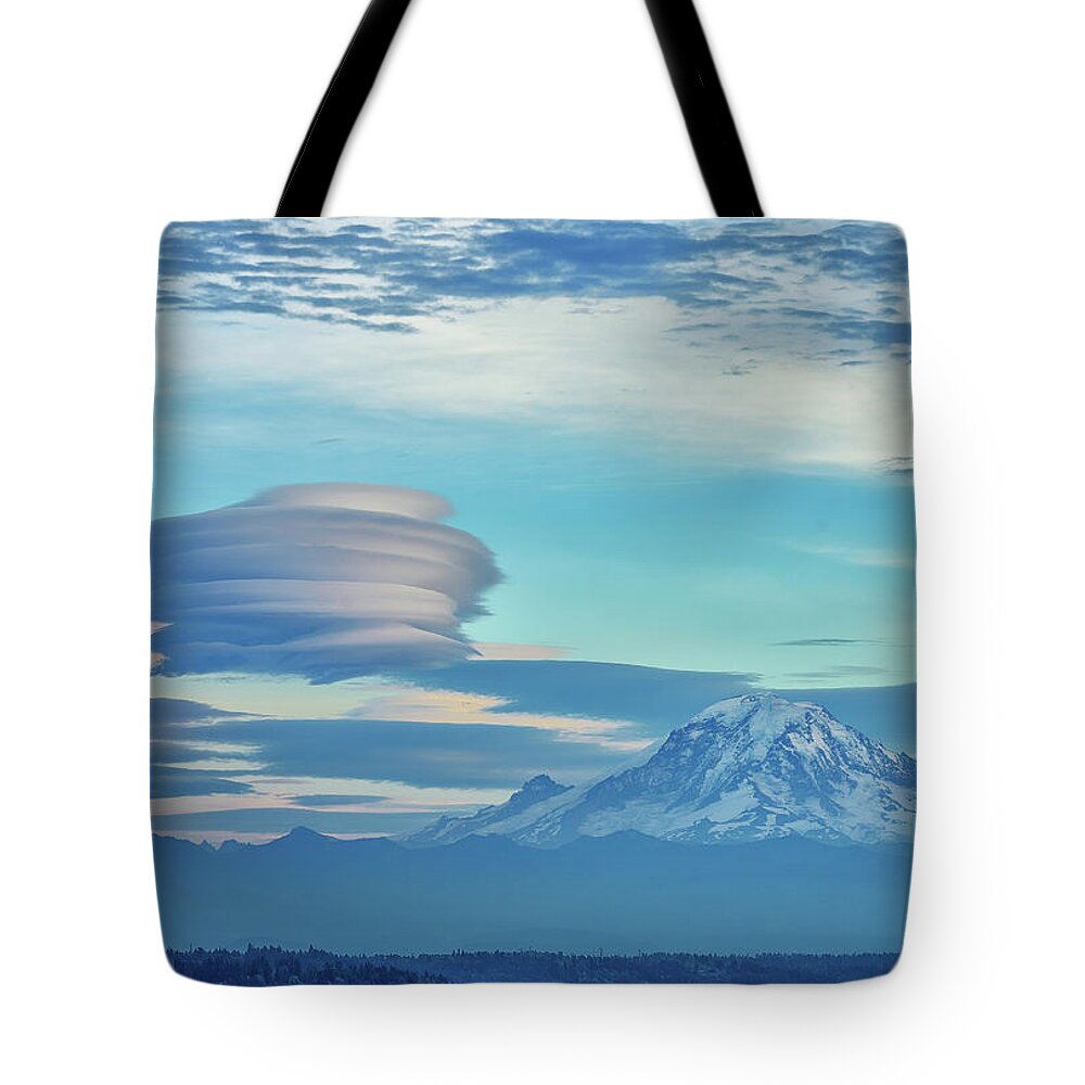 Lenticular Tote Bag featuring the photograph Lenticular Cloud by Jerry Cahill