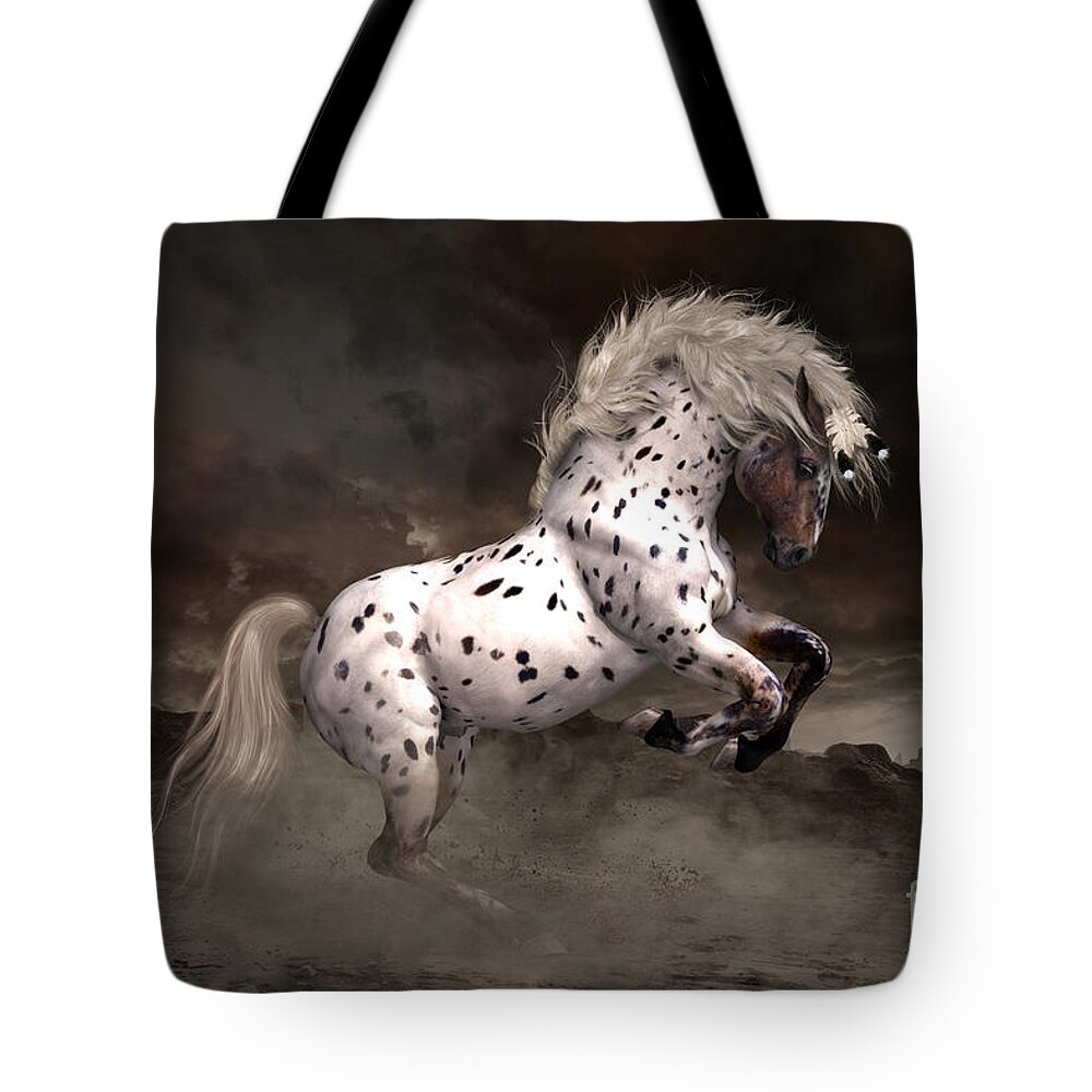 Leopard Appaloosa Tote Bag featuring the digital art Leopard Appaloosa Shiloh by Shanina Conway