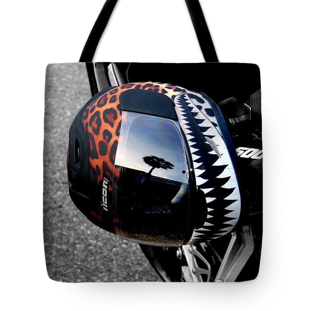 Photo For Sale Tote Bag featuring the photograph Leopard Helmet by Robert Wilder Jr