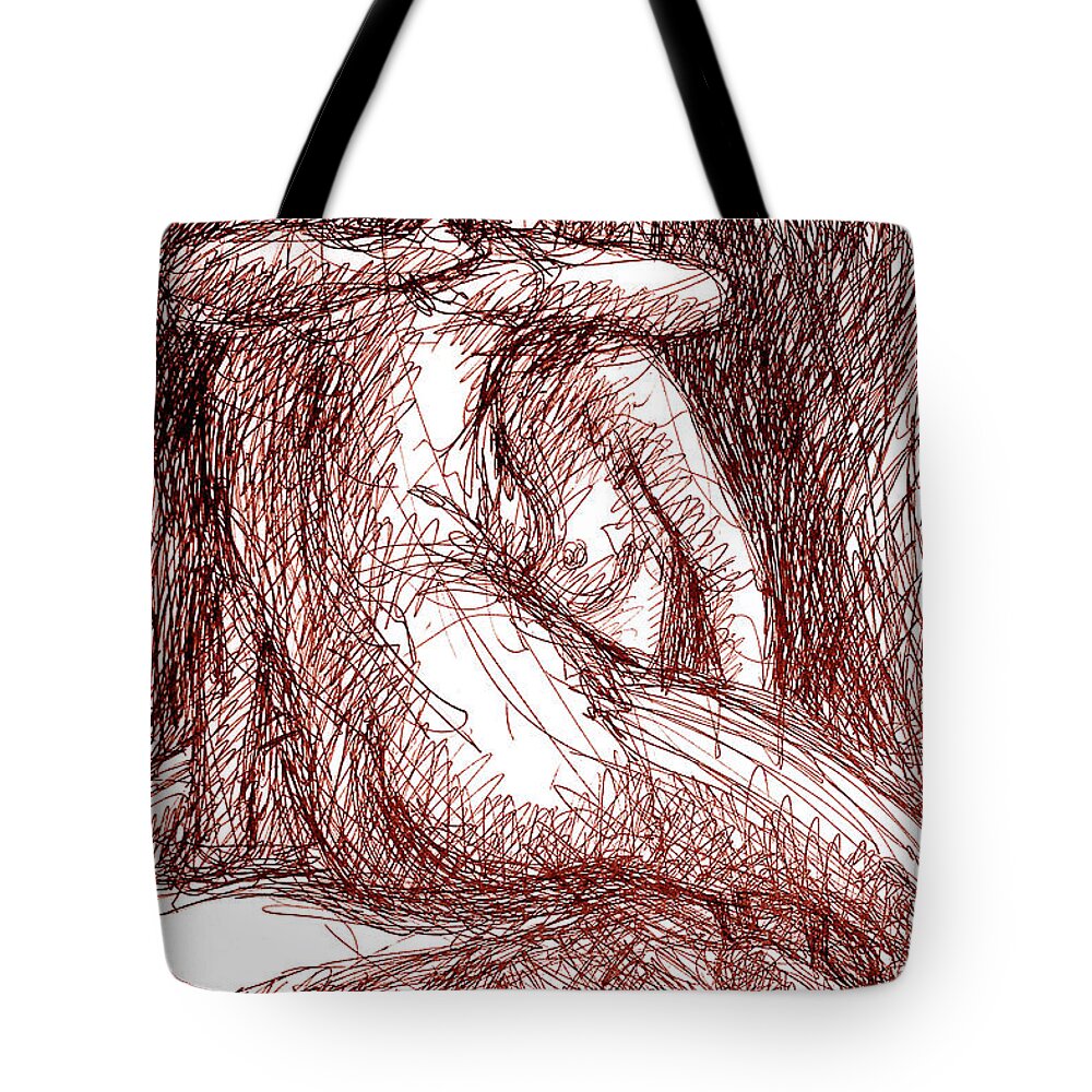 Lesbian Tote Bag featuring the drawing Lesbian Sketches 1b by Gordon Punt