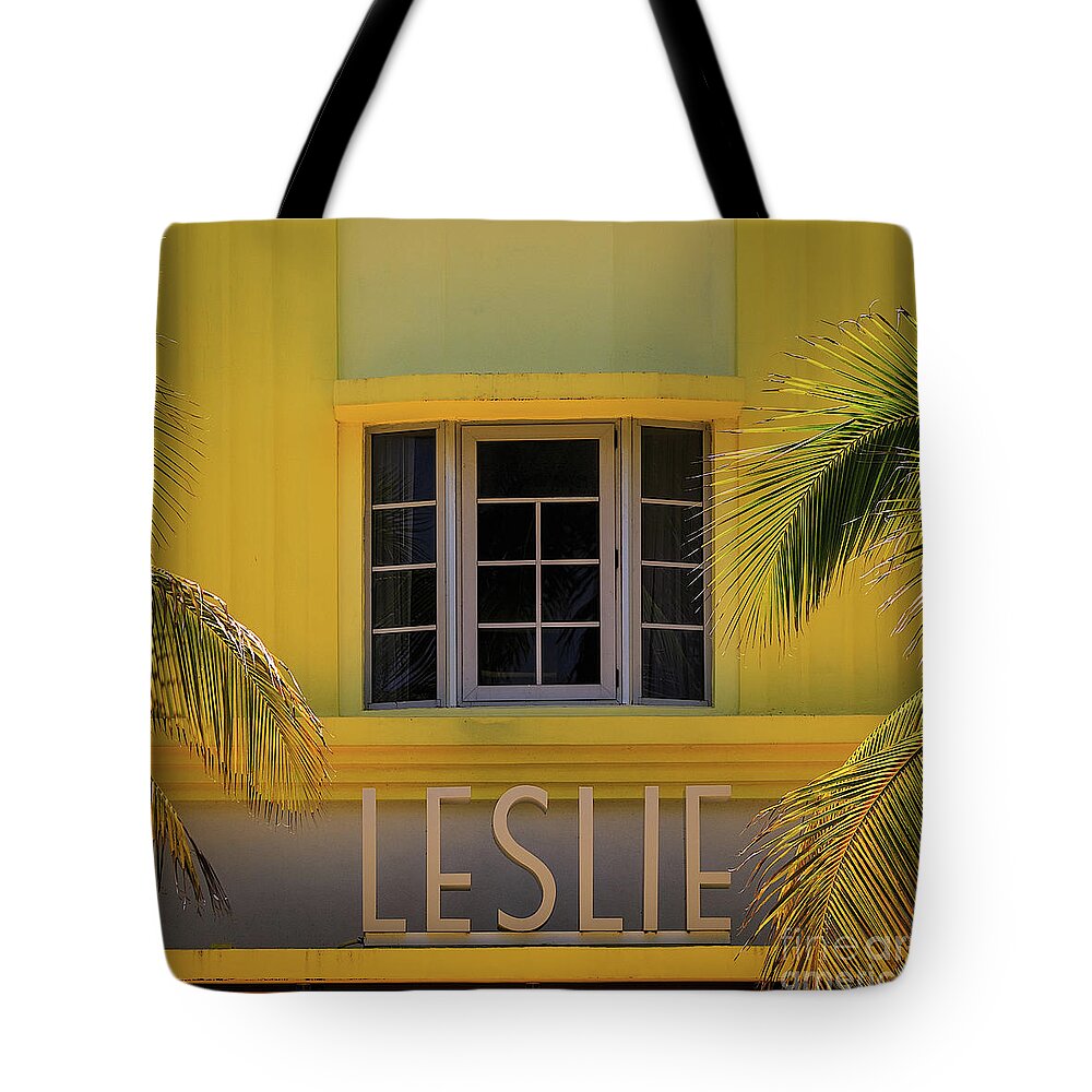 Art Deco Tote Bag featuring the photograph Leslie Hotel by Doug Sturgess