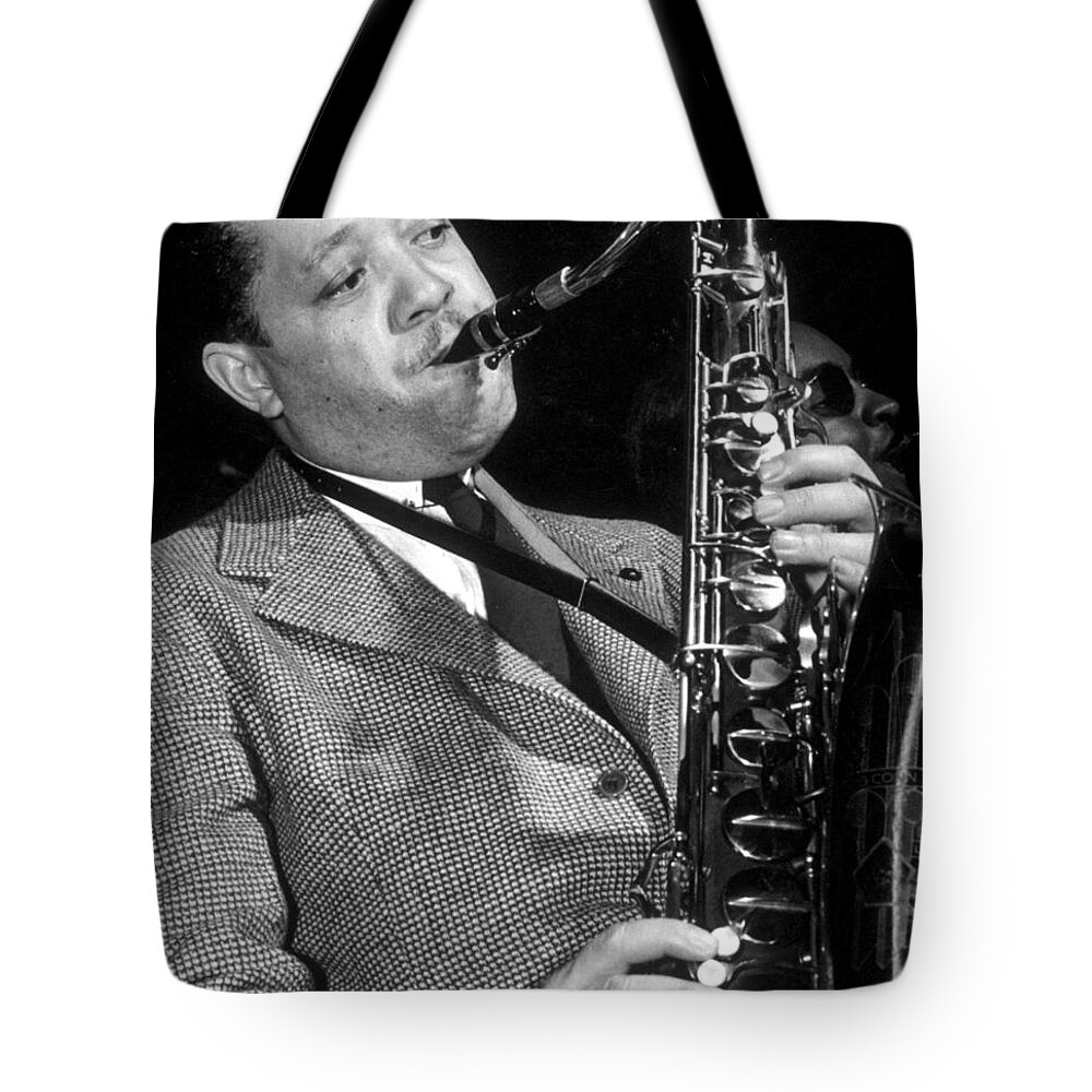 Music Tote Bag featuring the photograph Lester Young by American School