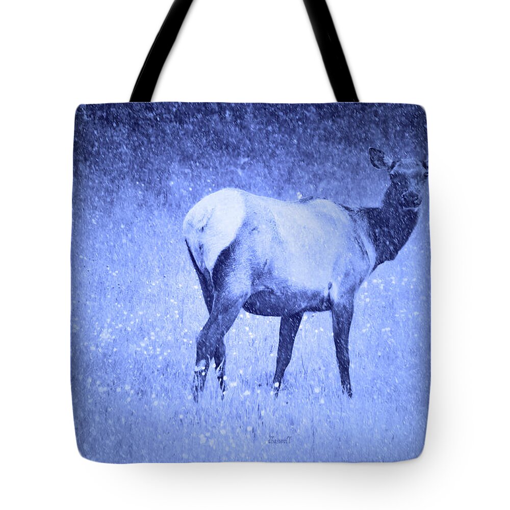 Elk In Snow Tote Bag featuring the photograph Let It Snow by Dennis Baswell