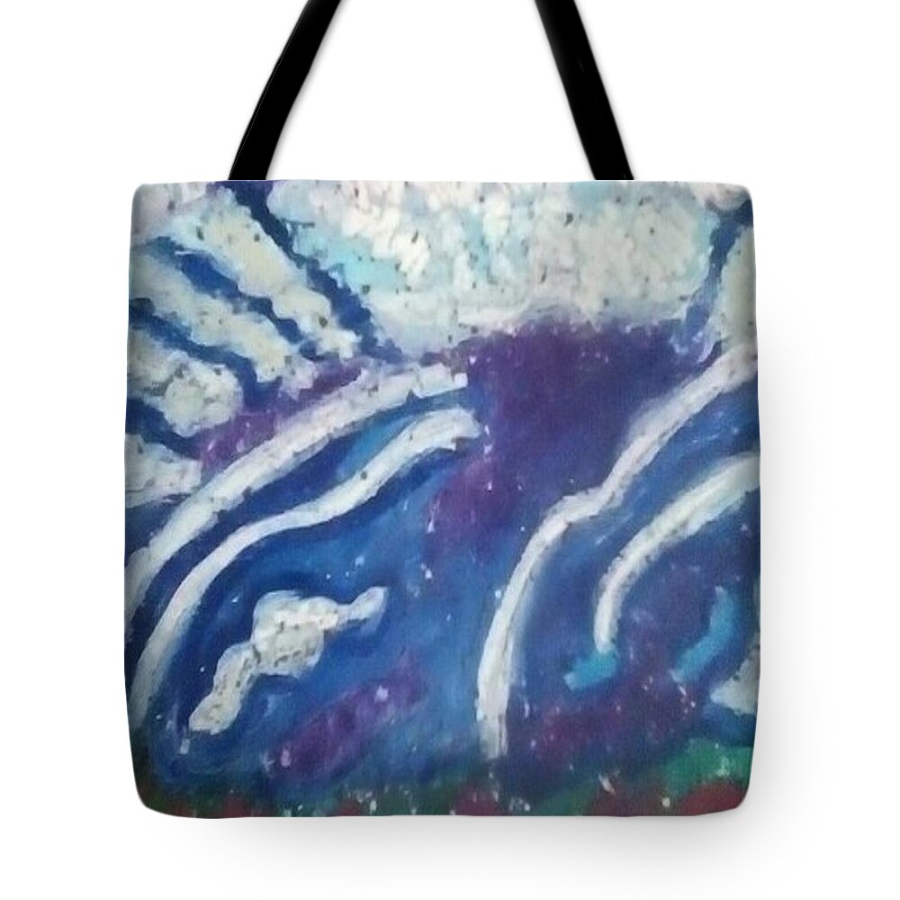 Let The Water Fall. Tote Bag featuring the pastel Let the water fall by Brenae Cochran
