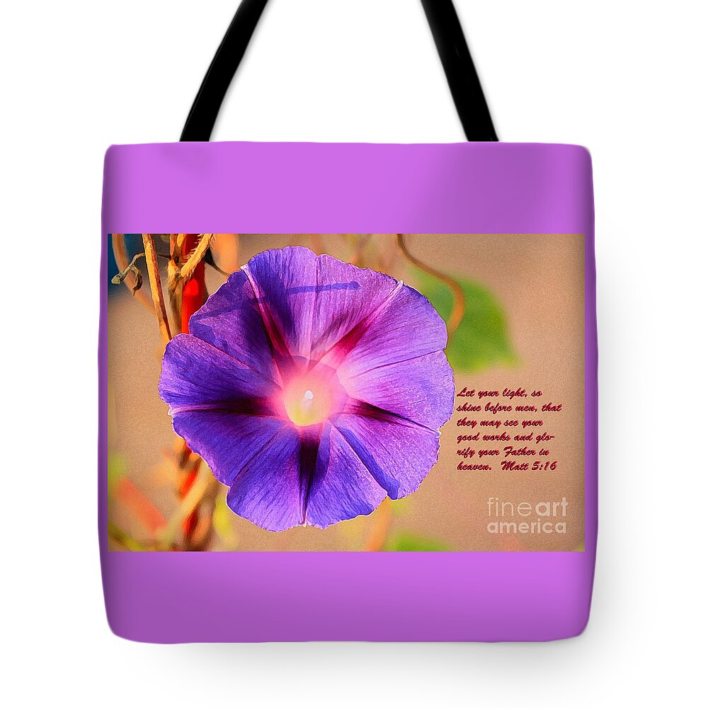 Morning Glories Tote Bag featuring the photograph Let Your Light Shine by Barbara Dean
