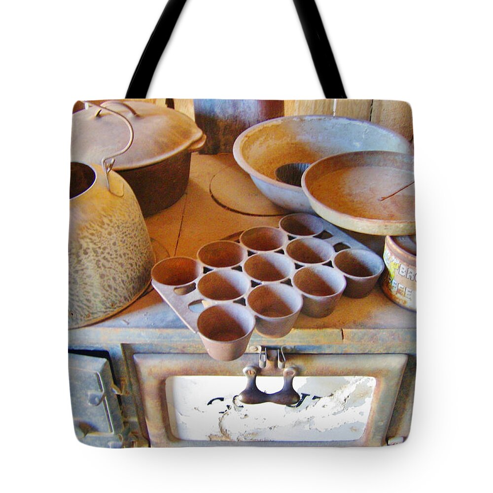 Wood Stove Tote Bag featuring the photograph Lets Cook by Marilyn Diaz