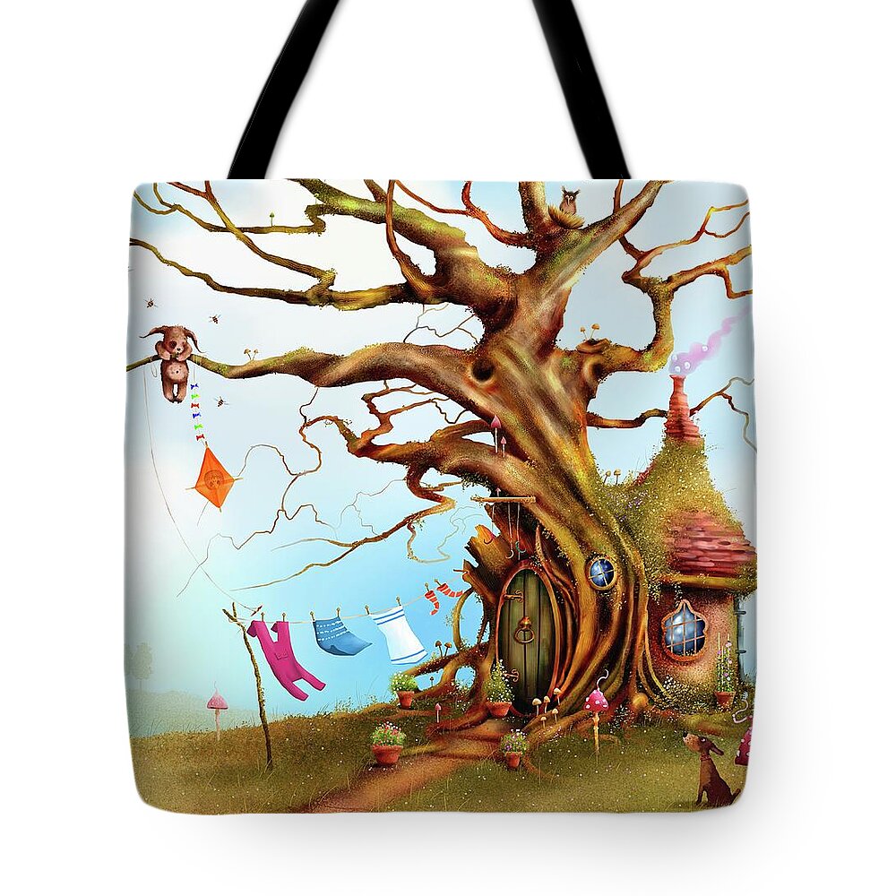 Fairy Tote Bag featuring the painting Let's Go Fly A Kite by Joe Gilronan