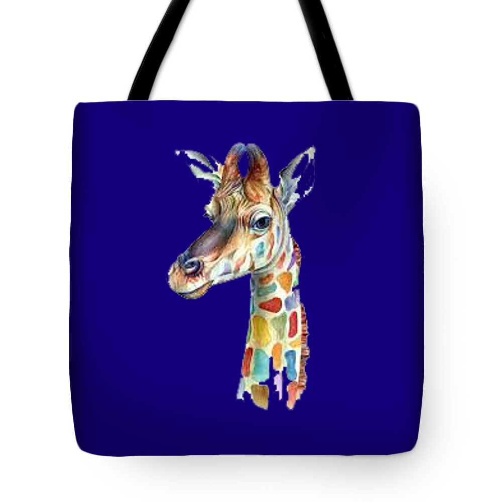 Giraffe Tote Bag featuring the painting Let's Neck T-shirt by Herb Strobino