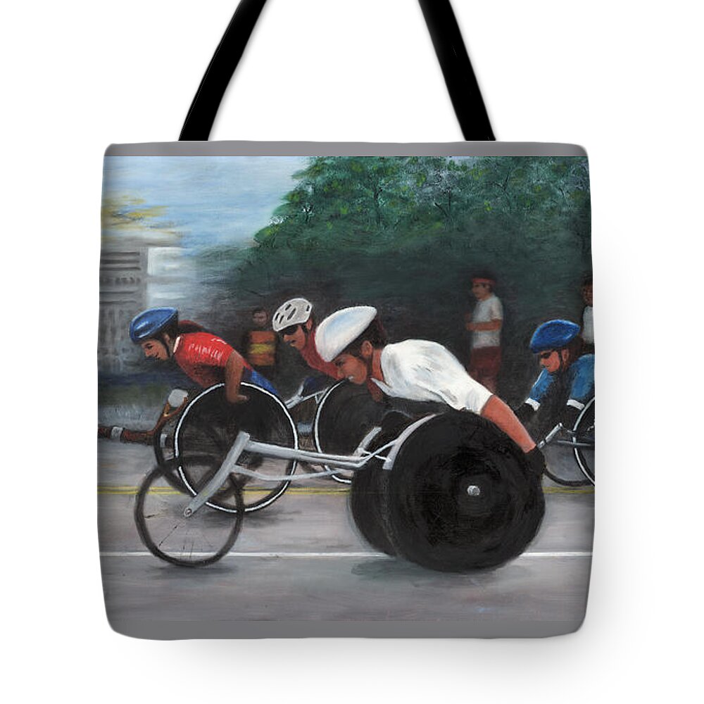 Racers Tote Bag featuring the painting Let's Roll by Carol Neal-Chicago