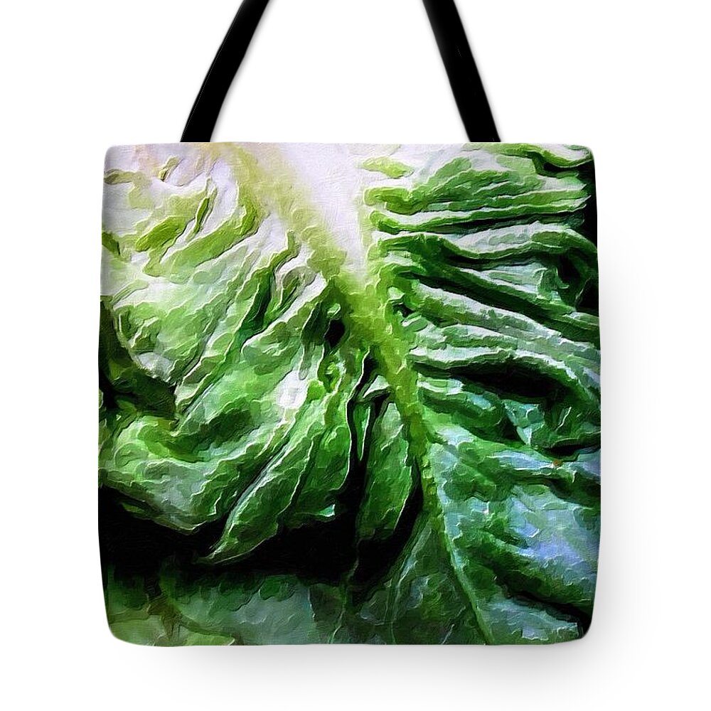 Green Lettuce Tote Bag featuring the painting Lettuce by Joan Reese