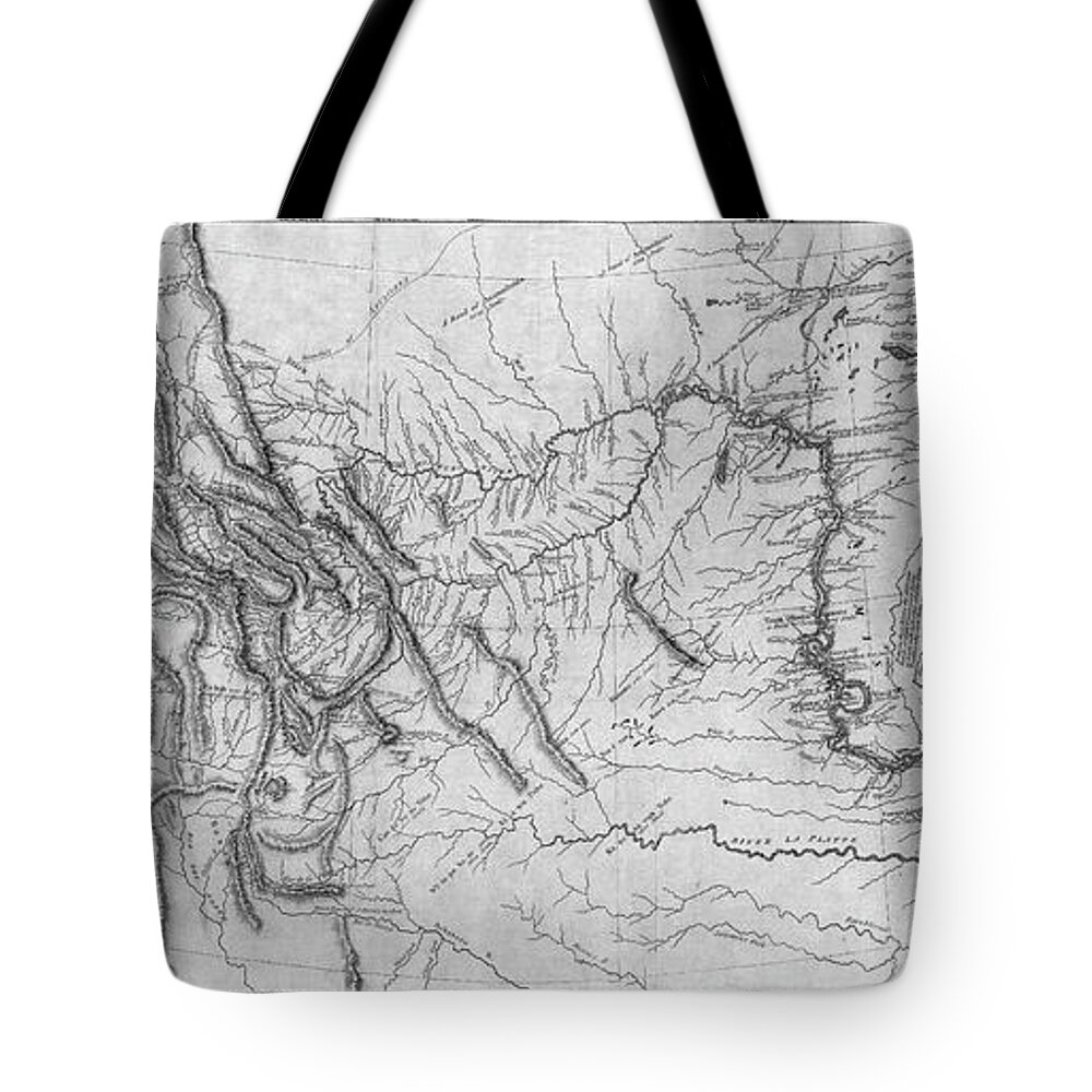 Lewis And Clark Hand-drawn Map Of The Unknown 1804 Tote Bag featuring the painting Lewis And Clark Hand-drawn Map Of The Unknown 1804 by Celestial Images