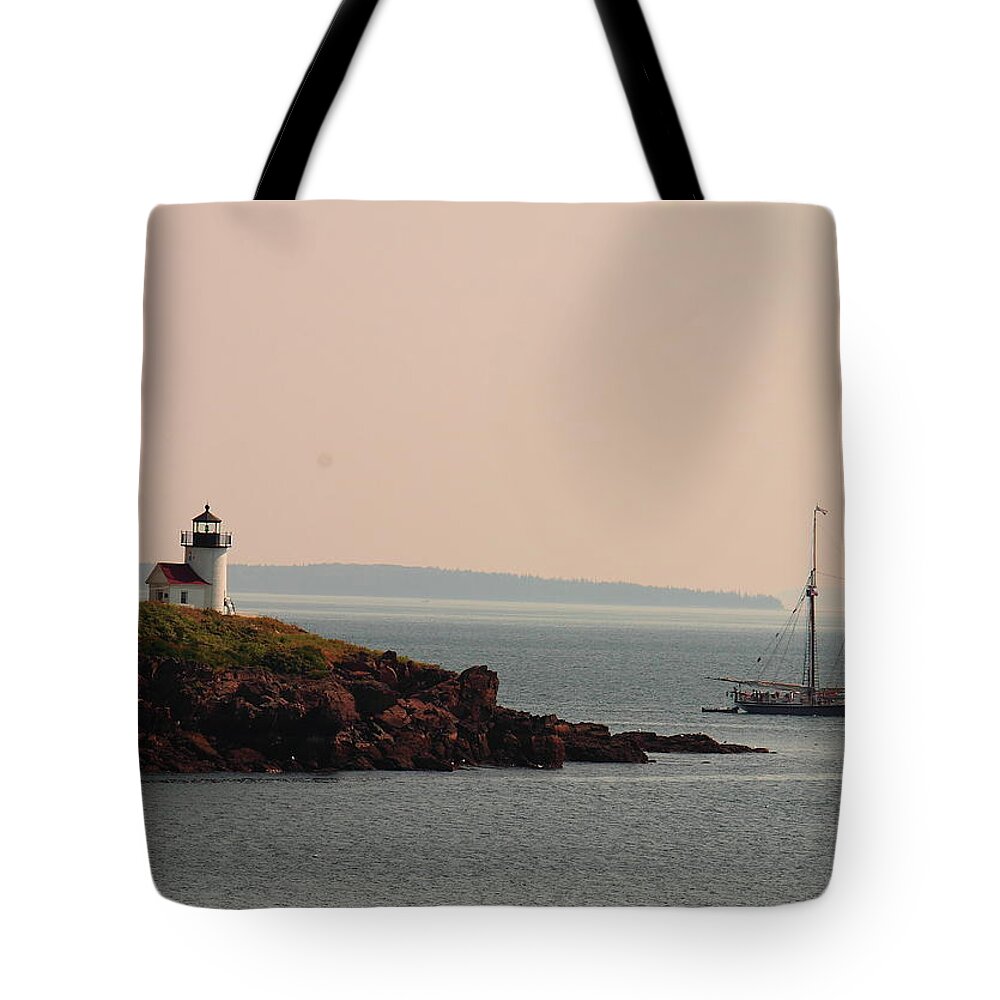 Seascape Tote Bag featuring the photograph Lewis R French At The Curtis Island Lighthouse by Doug Mills