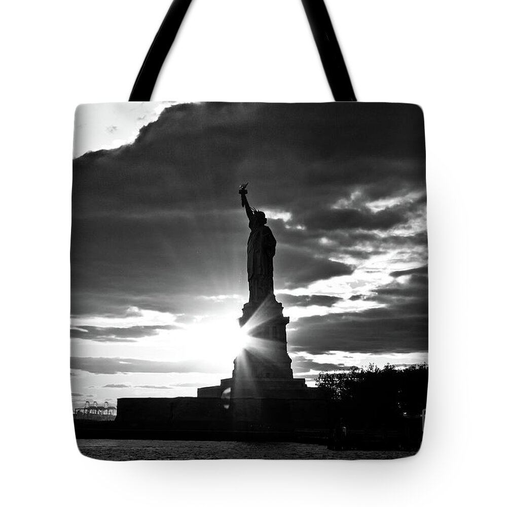 Black And White Tote Bag featuring the photograph Liberty by Ana V Ramirez