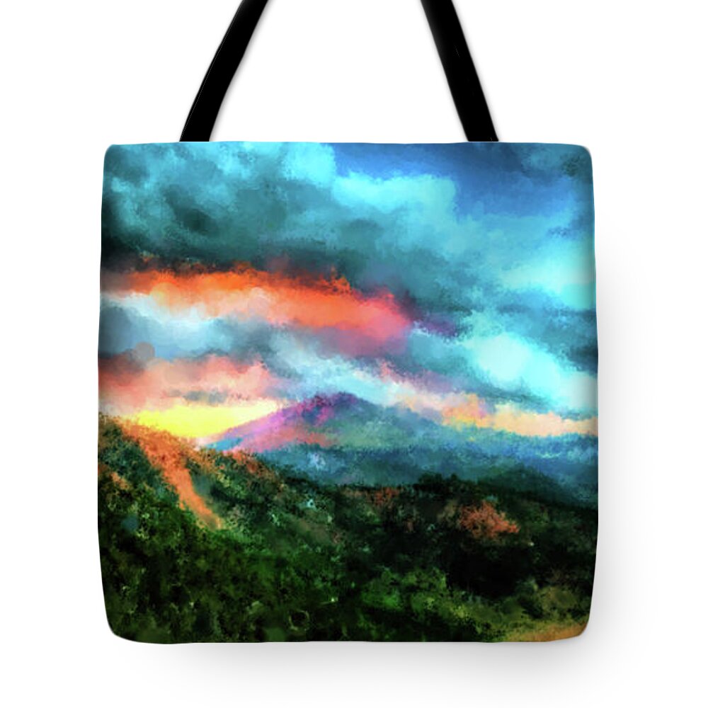 Mountainside Tote Bag featuring the painting Liberty Comes by Armin Sabanovic