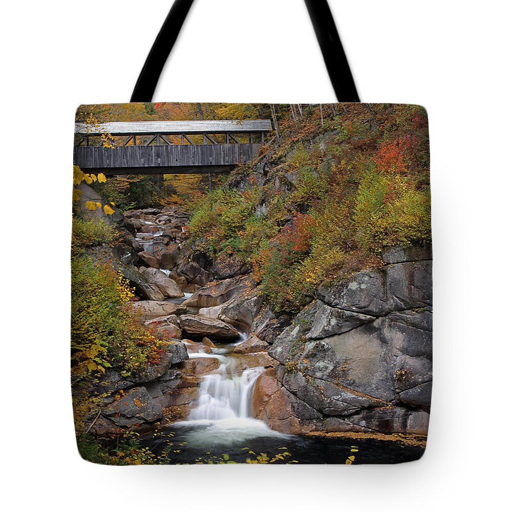 Sentinel Pine Bridge Tote Bag featuring the photograph Liberty Gorge and Sentinel Pine Bridge by Juergen Roth