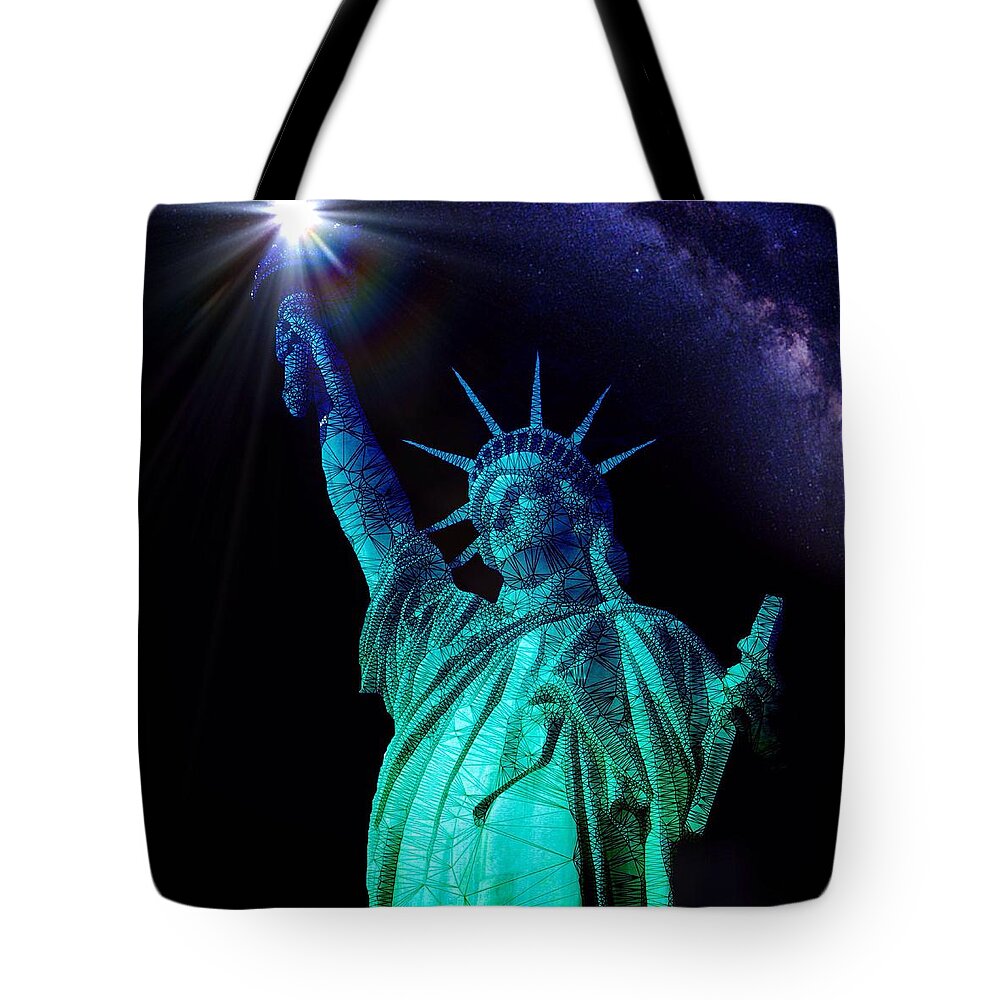 Liberty Tote Bag featuring the painting Liberty Sky by Mark Taylor