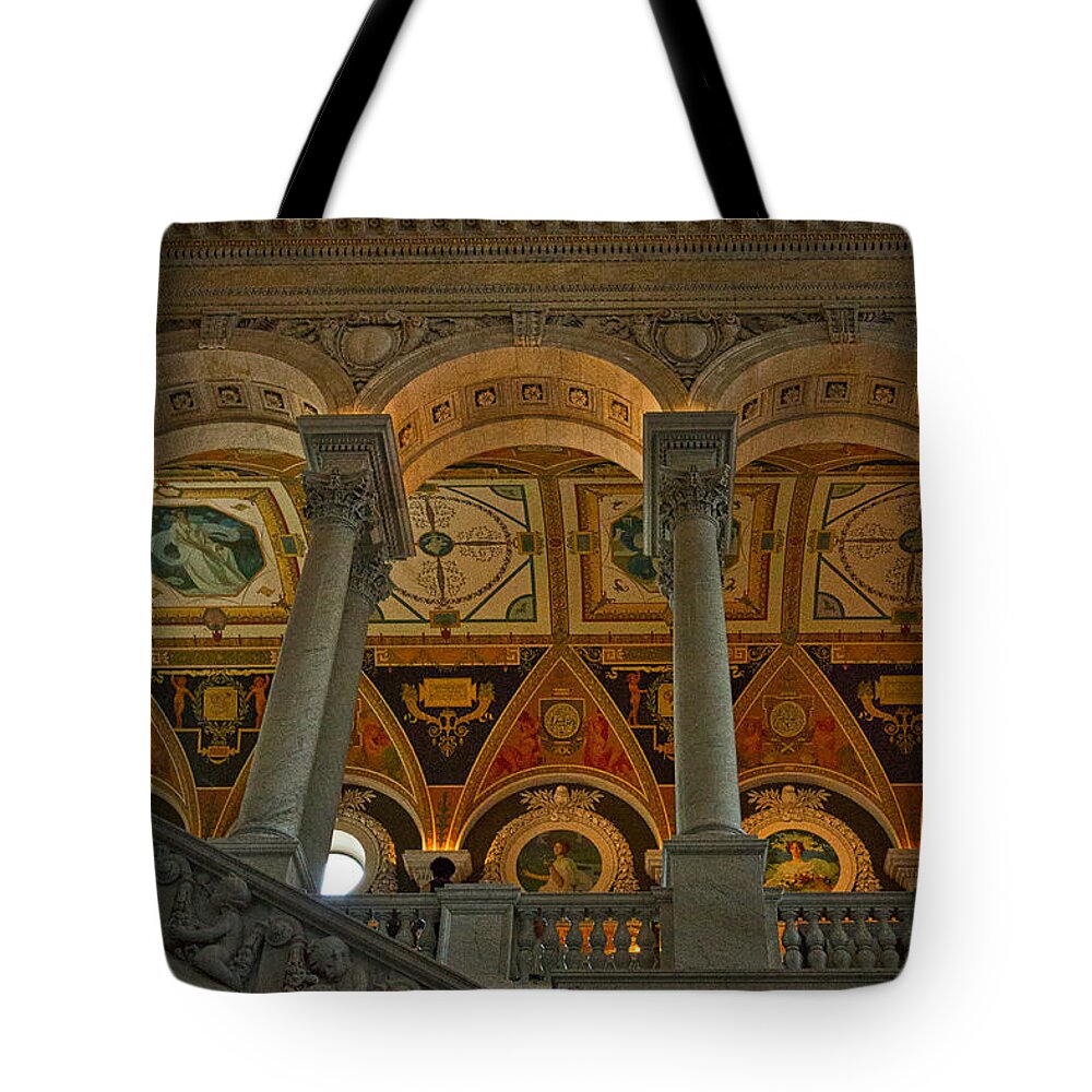 Congress Tote Bag featuring the photograph Library of Congress Staircase by Stuart Litoff
