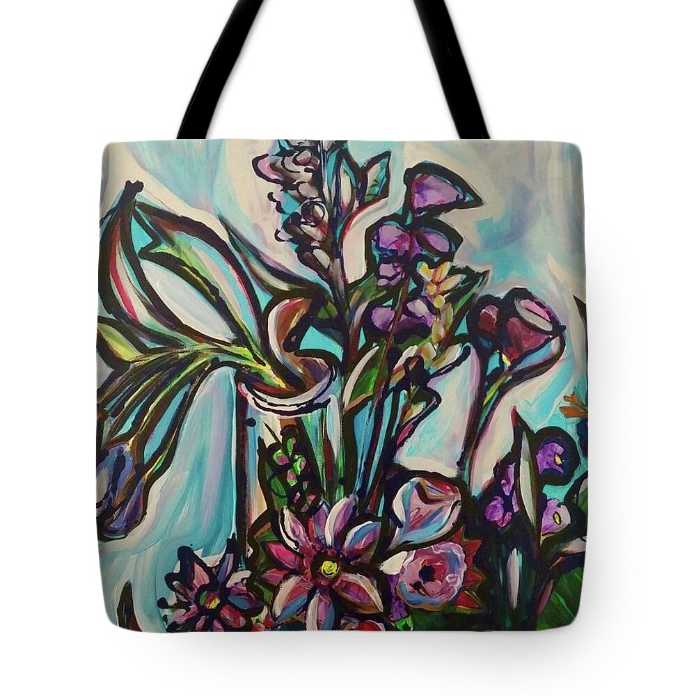 Floral Tote Bag featuring the painting Life and Death by Catherine Gruetzke-Blais