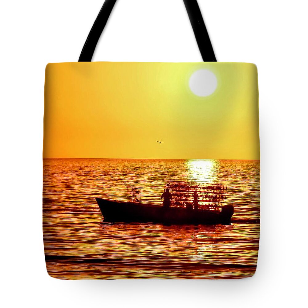 Boat Tote Bag featuring the photograph Life at Sea by Shannon Kelly