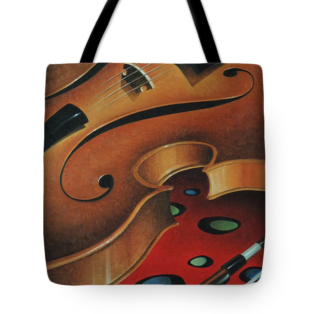 Classical Music Violin Concerto Orchestra Symphony Musical Instrument Sophisticated Elegant Abstract Contemporary Fine Art Tote Bag featuring the painting Life is a Concerto by T S Carson