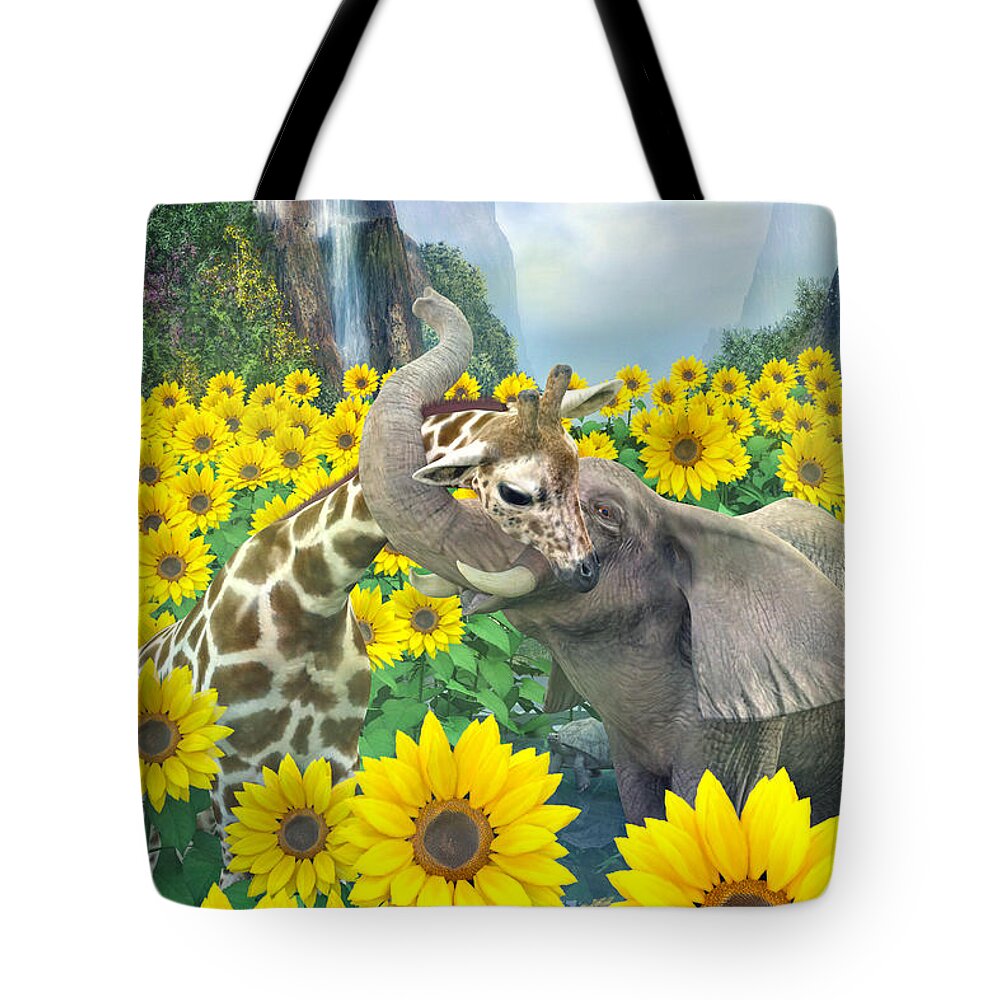 Sunflower Tote Bag featuring the digital art Life is Good by Betsy Knapp