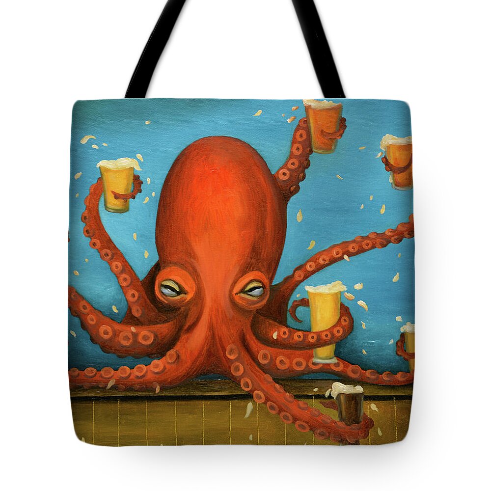 Octopus Tote Bag featuring the painting Life Of The Party by Leah Saulnier The Painting Maniac