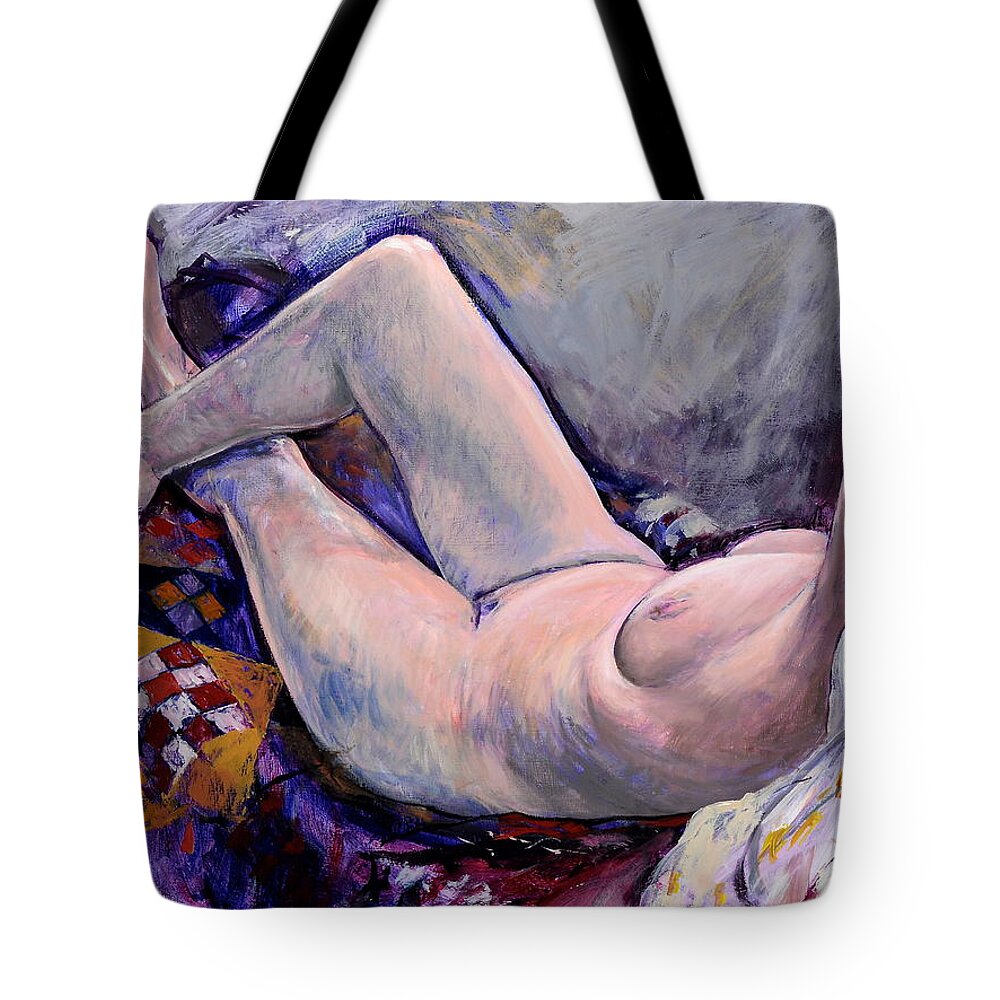 Life Tote Bag featuring the painting Life Painting with Quilt by Harry Robertson