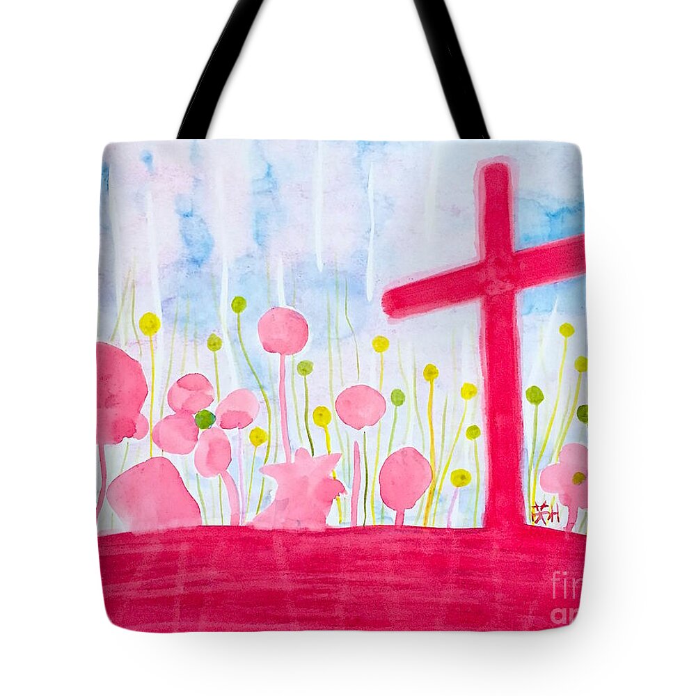 Cross Tote Bag featuring the painting The Joy of Your presence by Wonju Hulse
