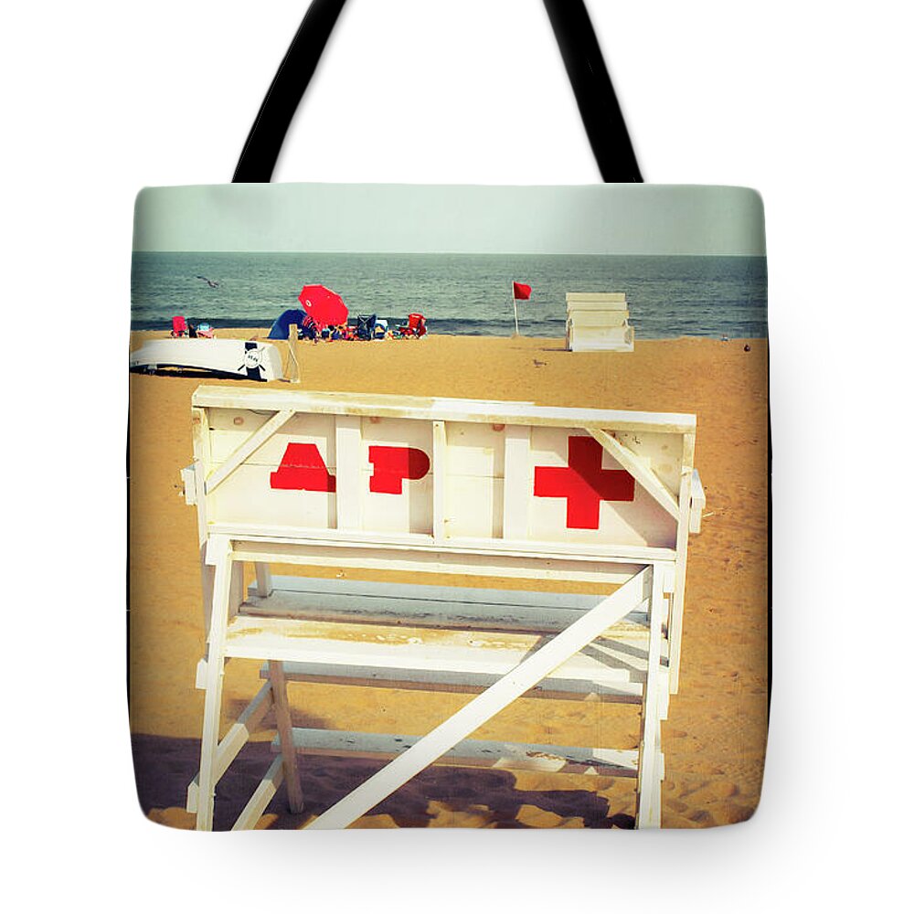 Asbury Park Tote Bag featuring the photograph Lifeguard Chair - Asbury Park by Colleen Kammerer
