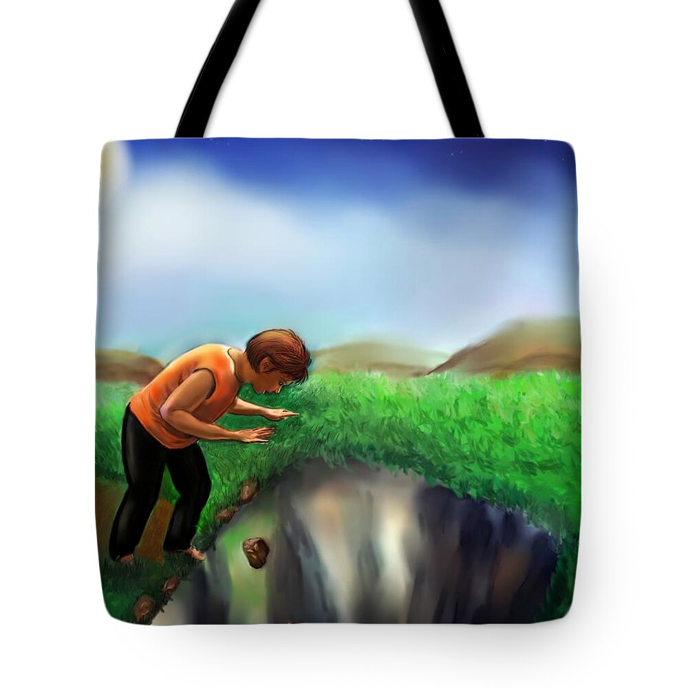 Landscape Tote Bag featuring the digital art Life's Trapping by Carmen Cordova