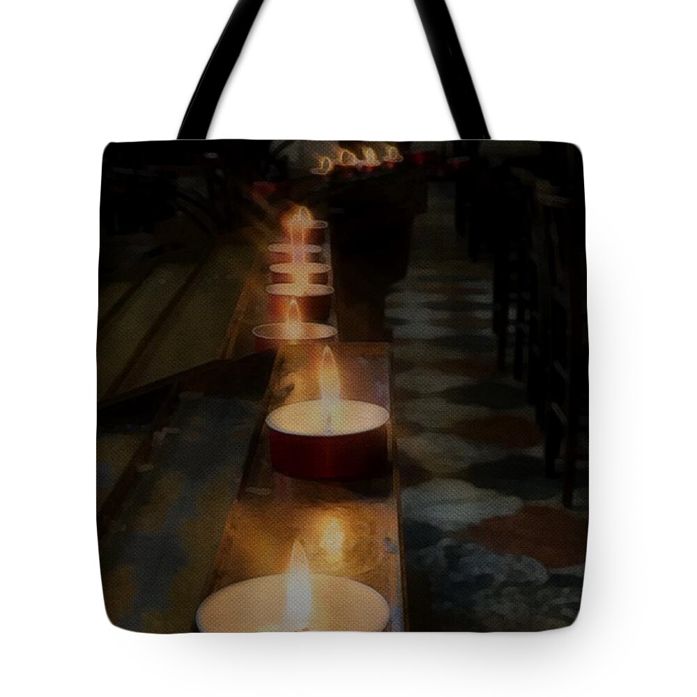Candles Tote Bag featuring the digital art Light a Candle by Diana Rajala