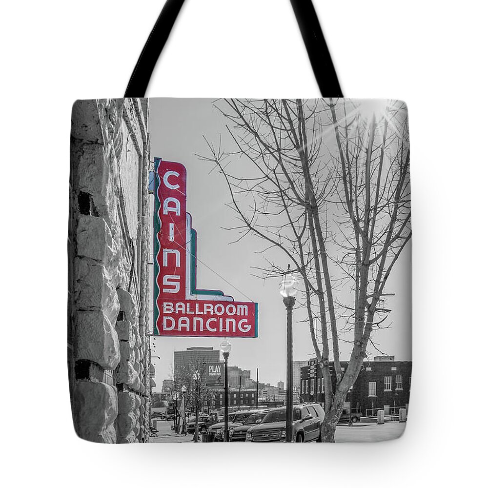Cains Tote Bag featuring the photograph Light-Cain's Black and White with Starburst by Bert Peake