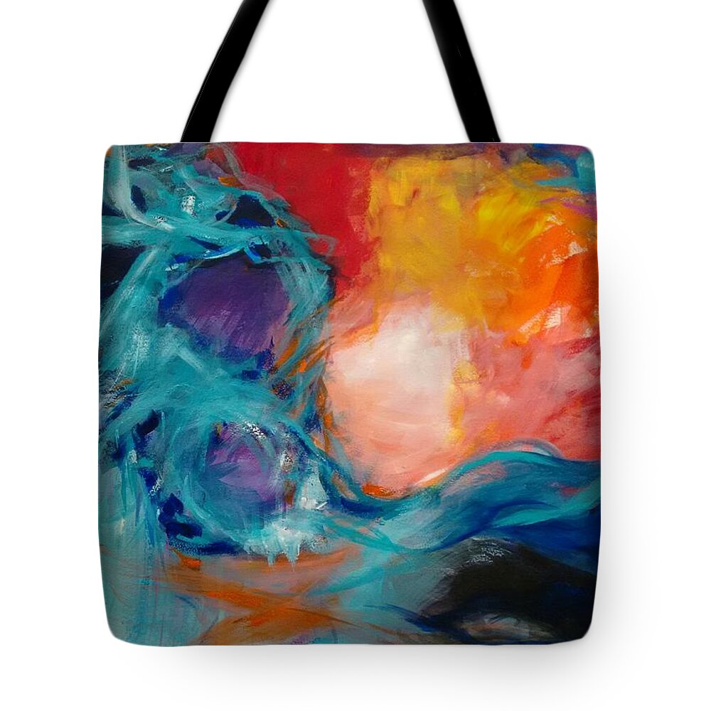 Space Tote Bag featuring the painting Light Energy by Nicolas Bouteneff