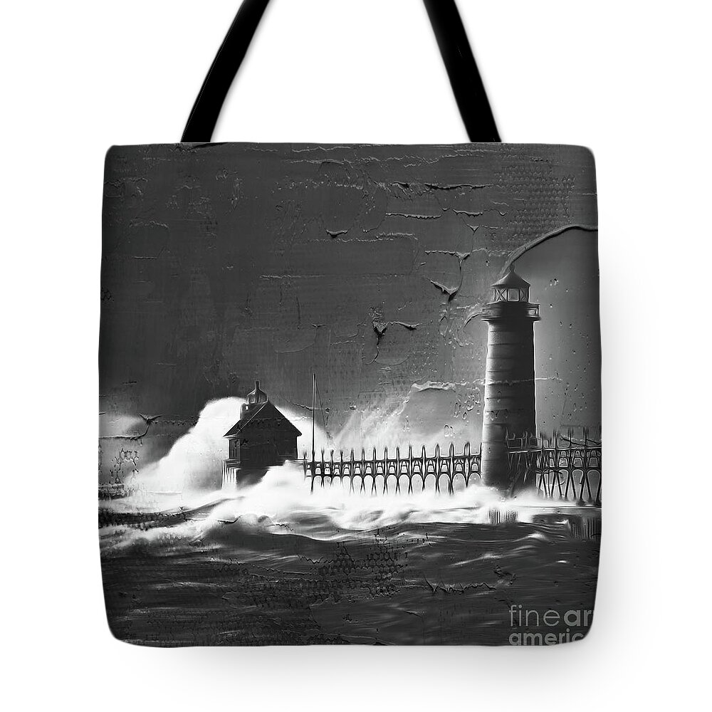 Long Beach Tote Bag featuring the painting Light House 09c by Gull G