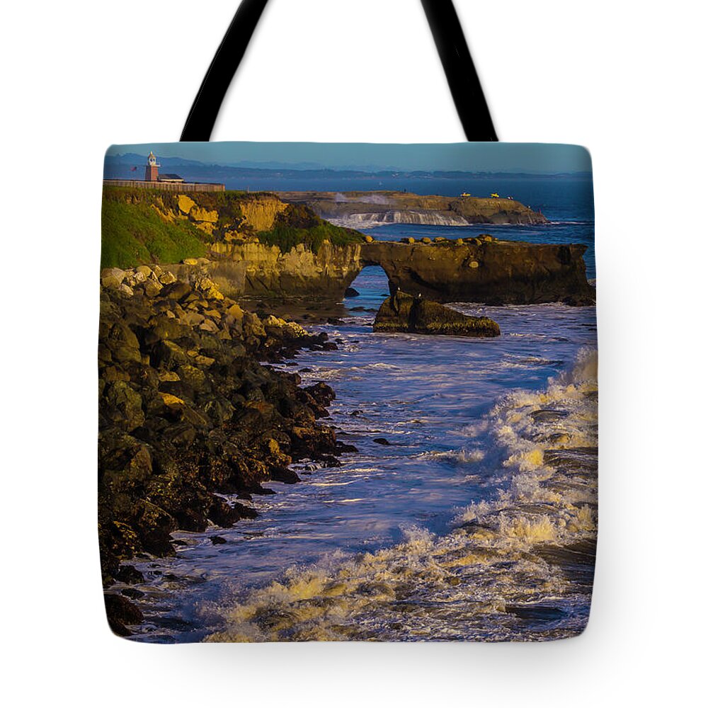 Point Lighthouse Tote Bag featuring the photograph Lighthouse Point by Garry Gay