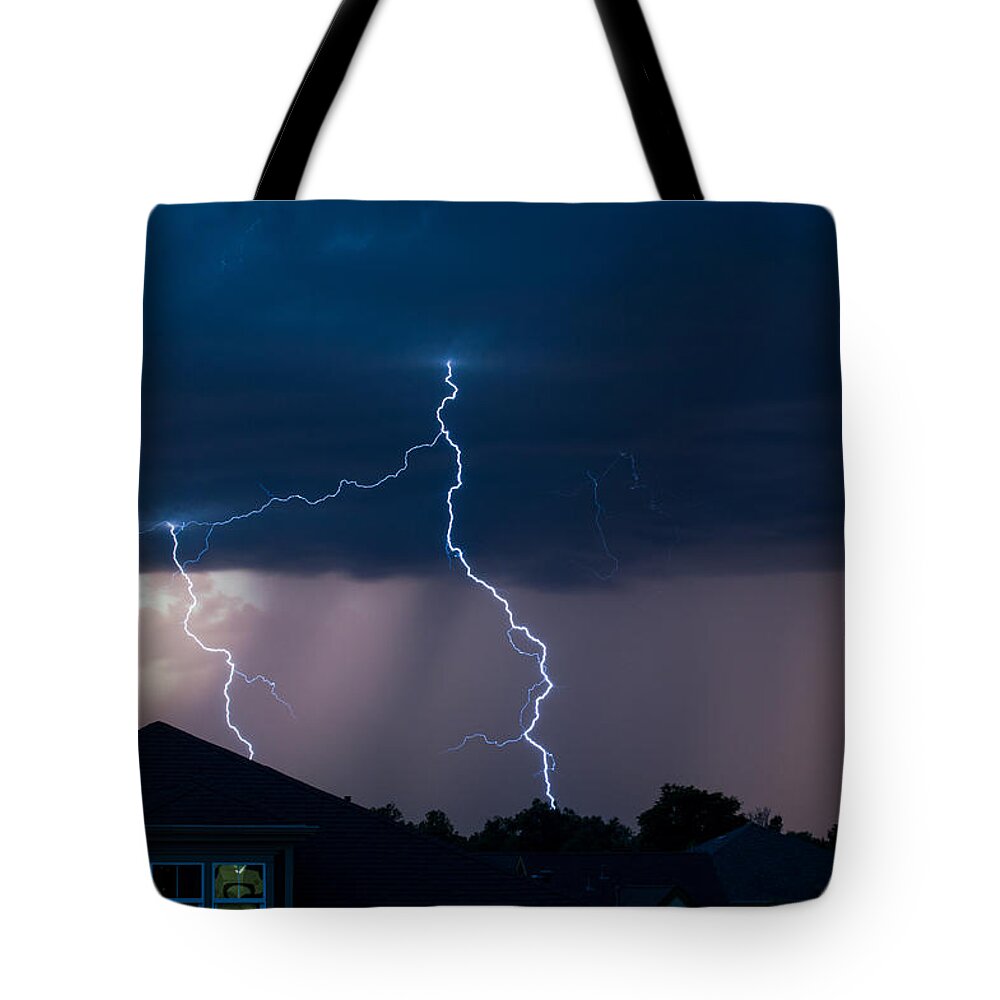 Lightning Tote Bag featuring the photograph Lightning 2 by Stephen Holst