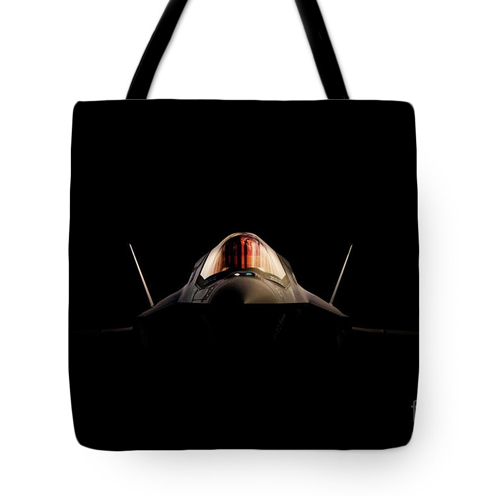 F35 Lightning Tote Bag featuring the digital art Lightning Shadows by Airpower Art