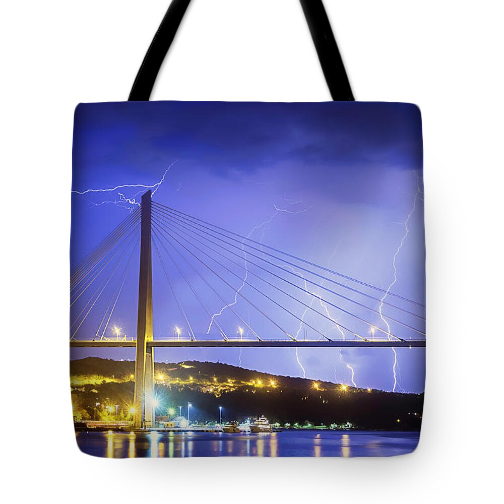 Nature Tote Bag featuring the photograph Lightning Strike by Rick Deacon