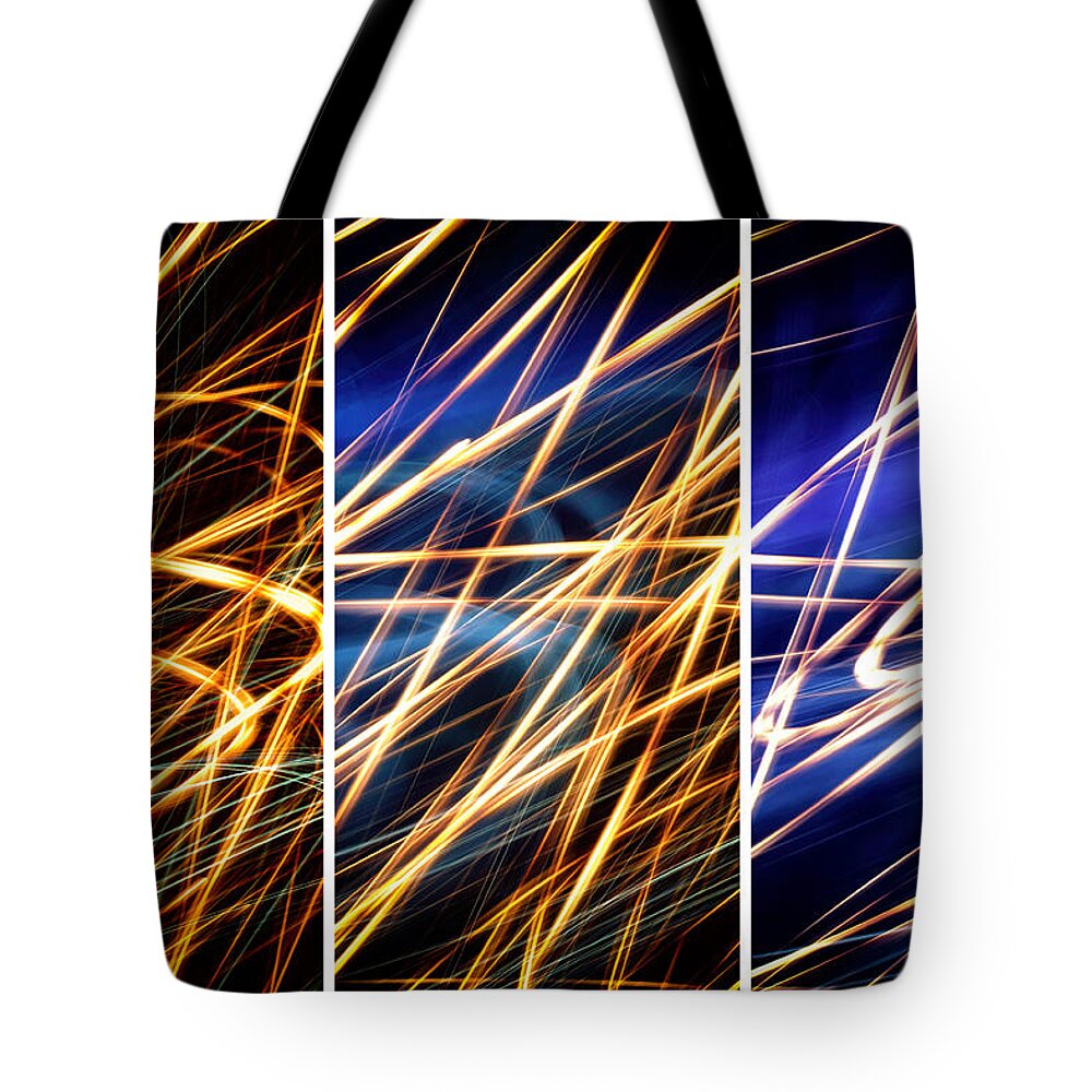 Light Painting Tote Bag featuring the photograph Lightpainting Triptych Wall Art Print Photograph 6 by John Williams